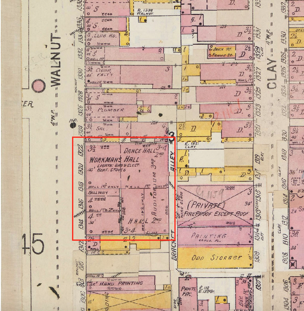Historic Map of Workman's Hall